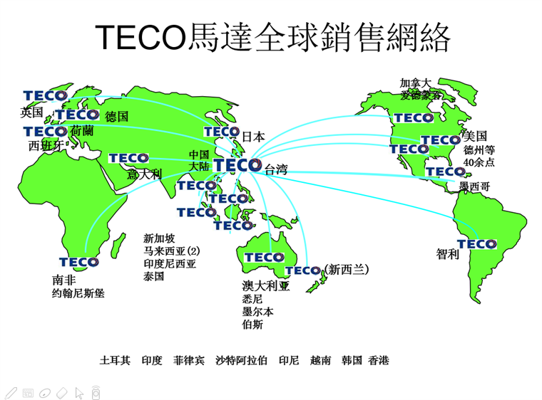 東元電機全球銷售網絡